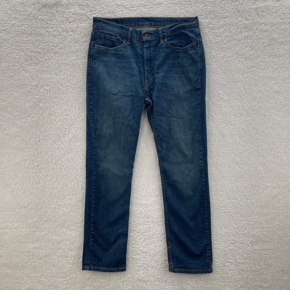 Levis Jeans Mens 36x32 Blue 514 Straight Fit Dark Wash Denim Cowboy Work Casual